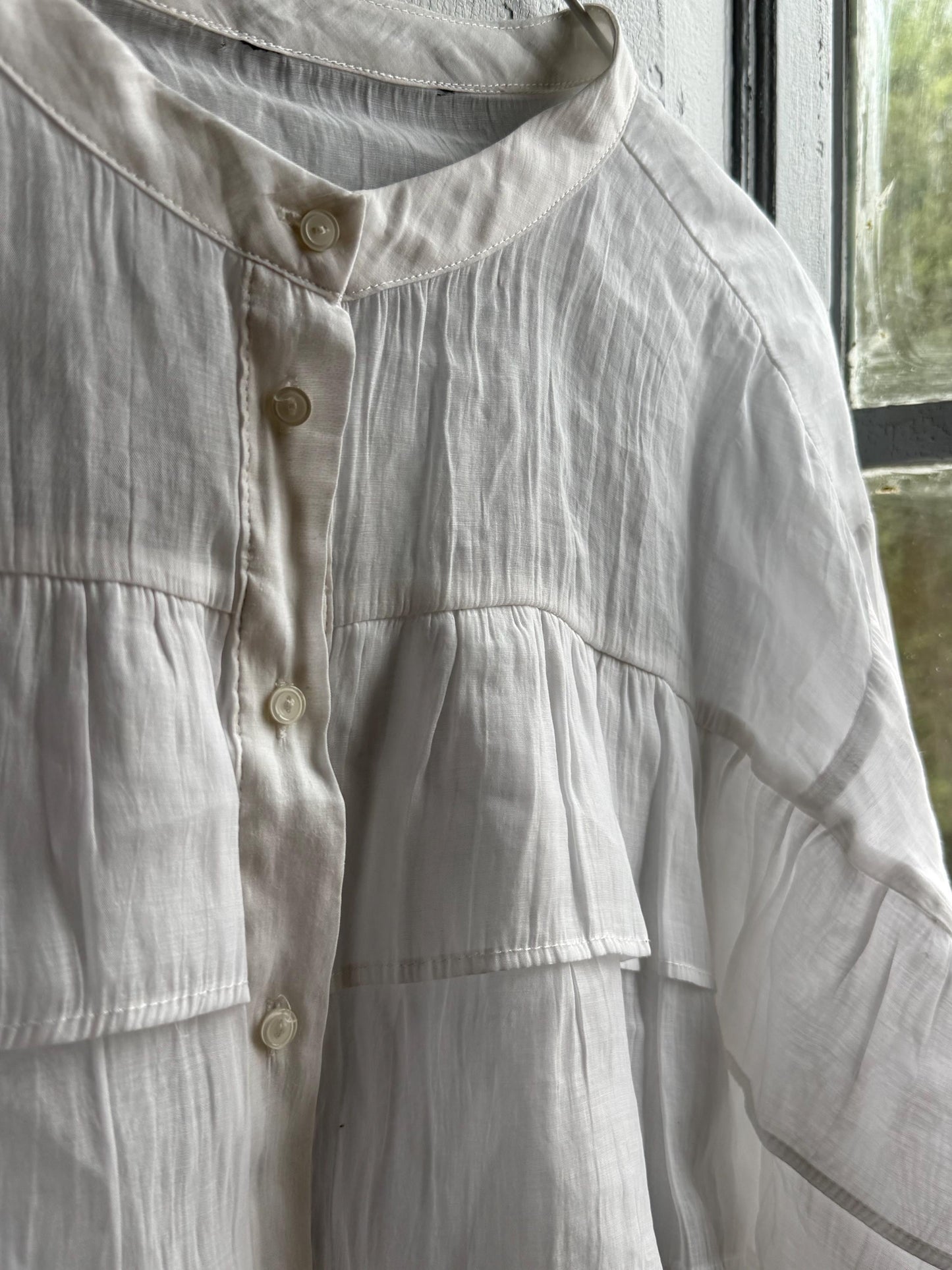 Ruffled Sleeve Cotton Cropped Blouse — additional view 14