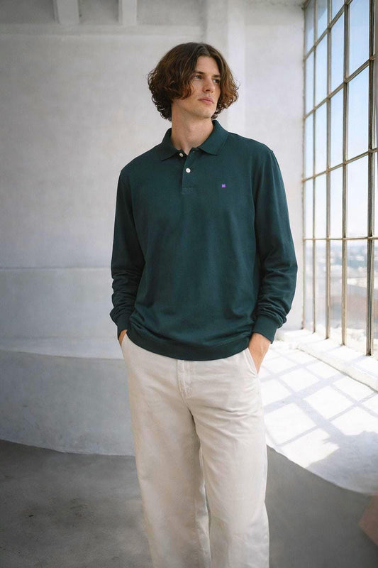 Dark Green Long Sleeve Polo Shirt