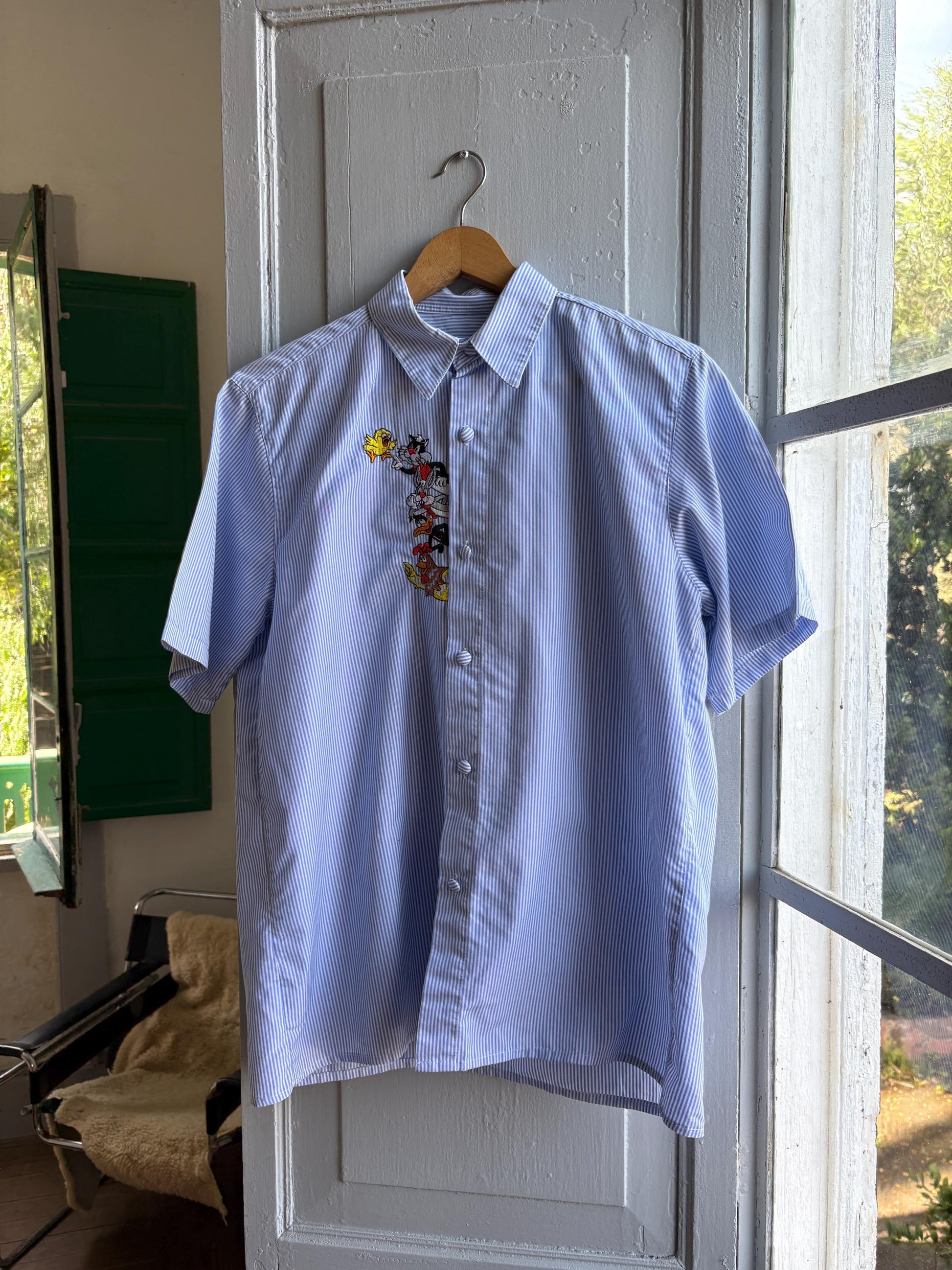 Vintage Blue Striped Looney Tunes Shirt — additional view 6