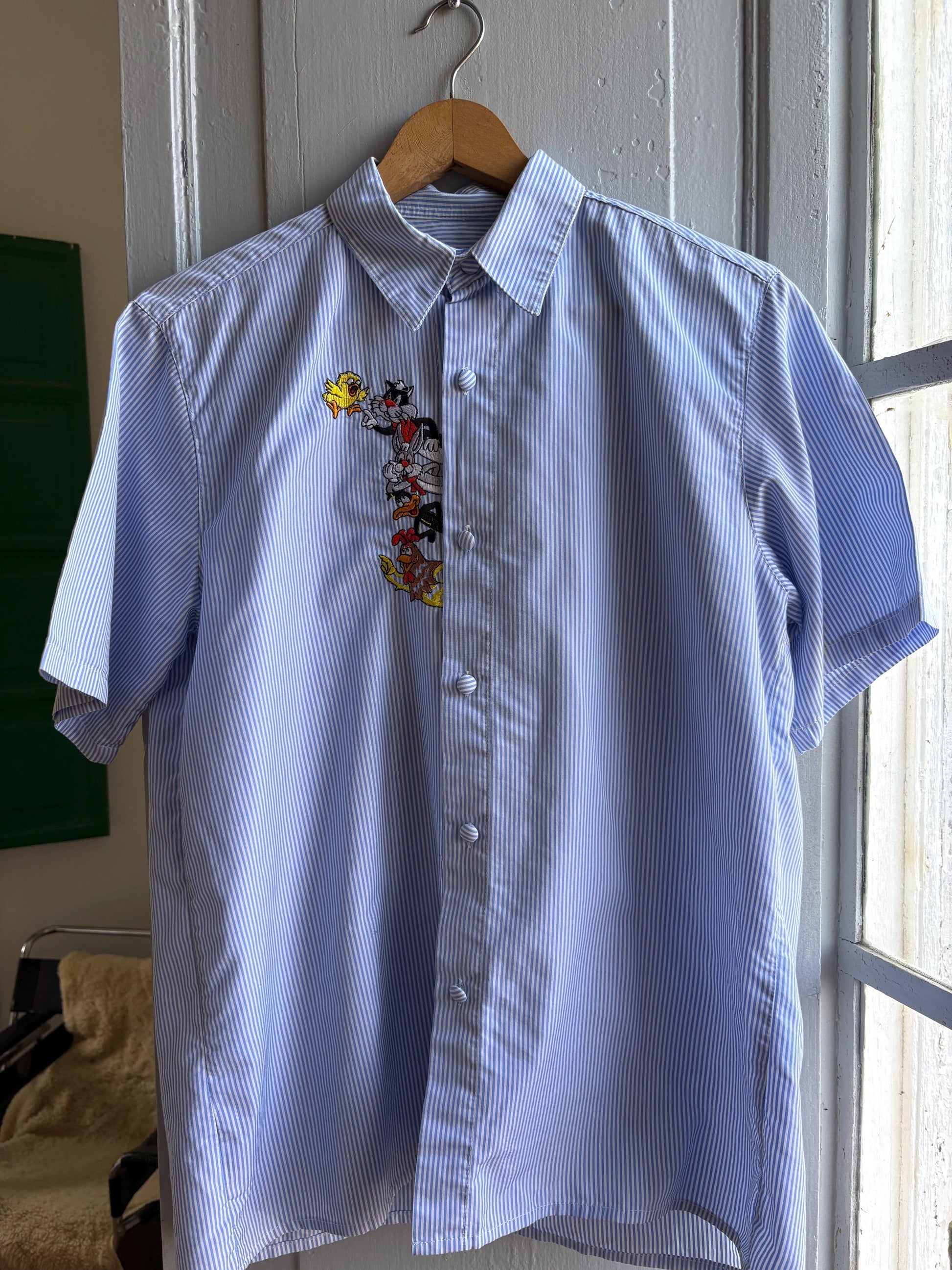 Vintage Blue Striped Looney Tunes Shirt