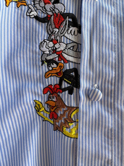 Vintage Blue Striped Looney Tunes Shirt — additional view 9