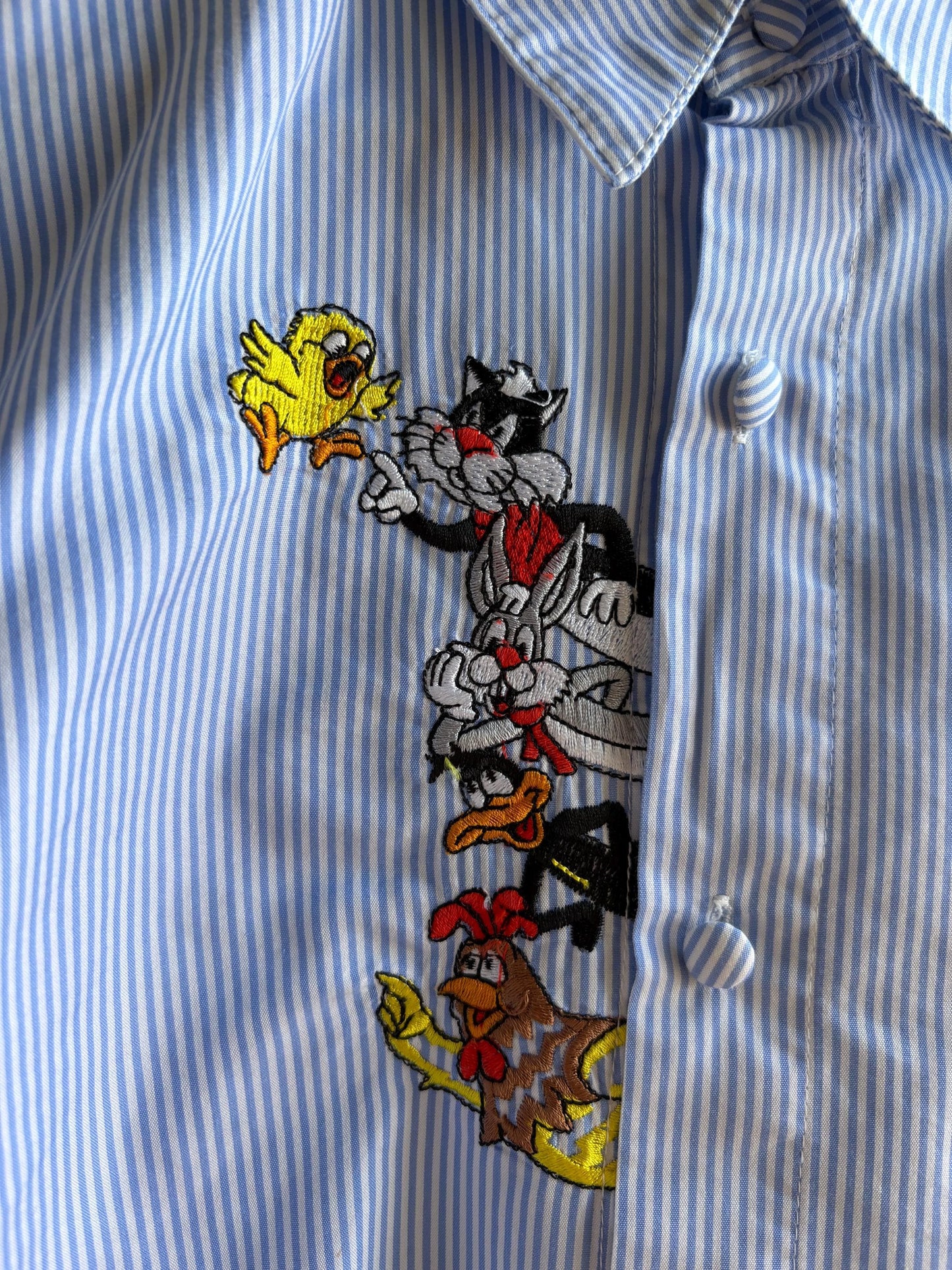 Vintage Blue Striped Looney Tunes Shirt — additional view 11