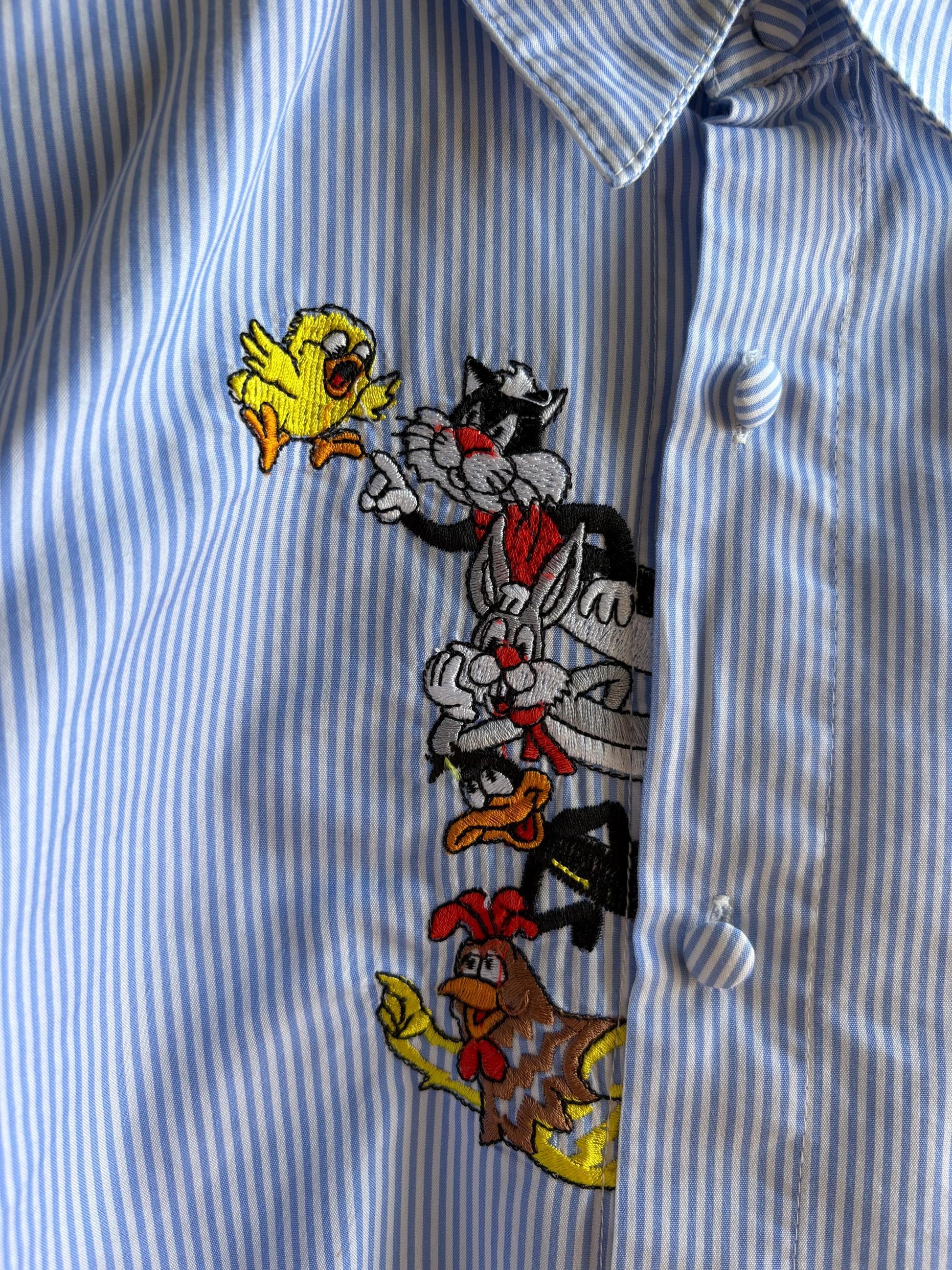 Vintage Blue Striped Looney Tunes Shirt — additional view 11