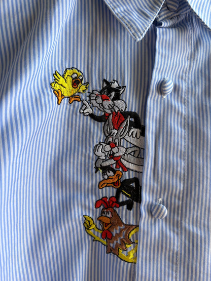 Vintage Blue Striped Looney Tunes Shirt — additional view 11