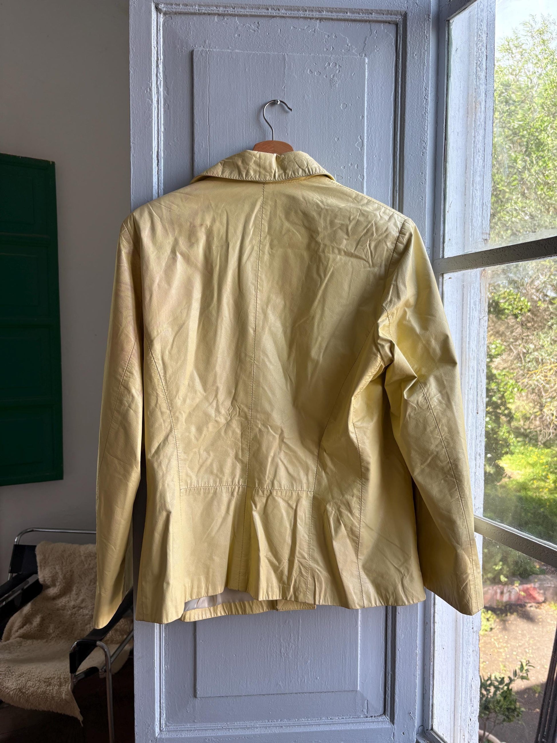 Vintage light yellow leather jacket, Antipiel Argentian leather Fashion, XL