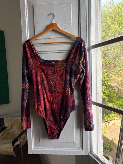 Desigual Colorful Long Sleeve Bodysuit — fabric close-up