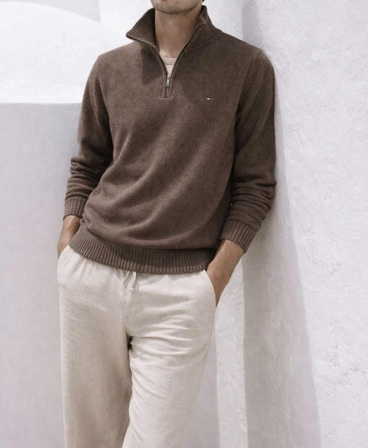 Tommy Hilfiger Preppy Brown Zip Sweater