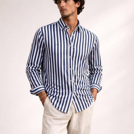 Navy Striped Preppy Shirt