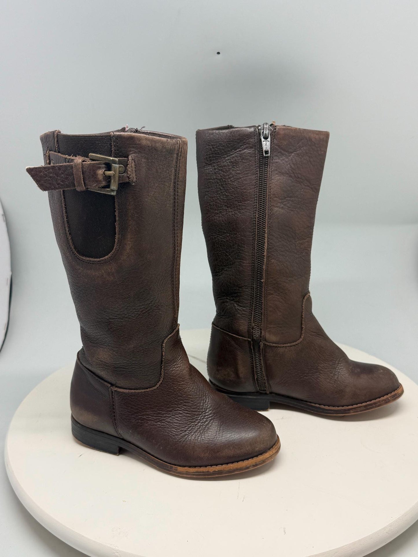 brown Long Leather girl Boots, Size 25 Children