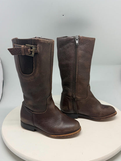 Brown Long Leather Boots for Girls — detail