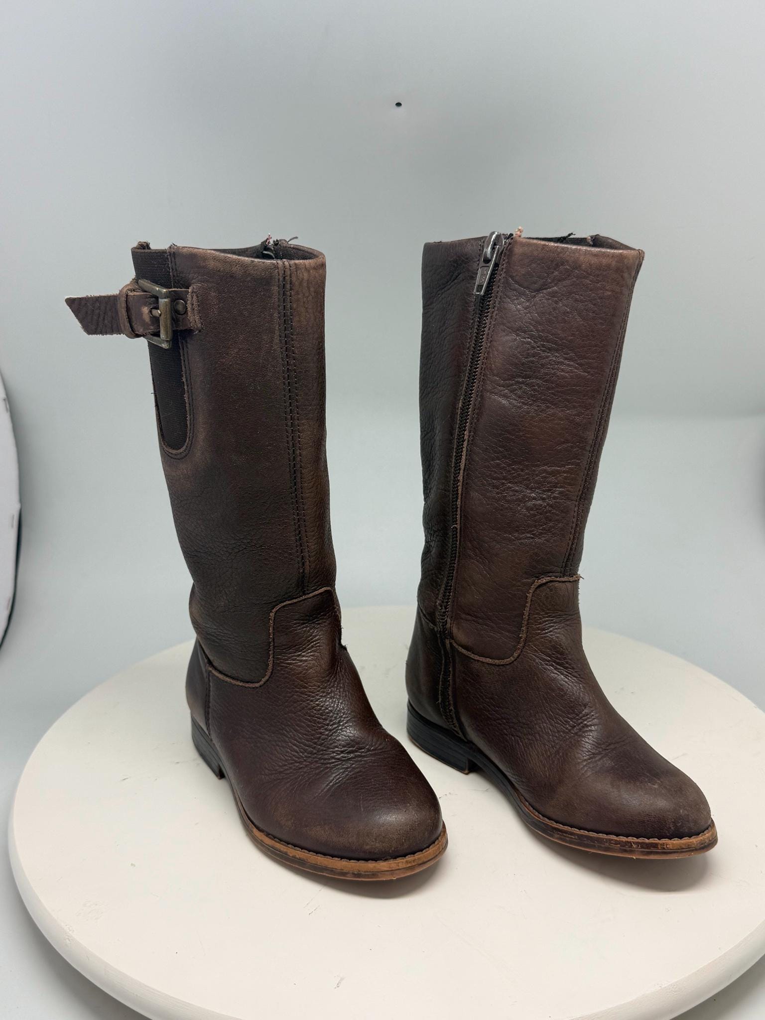 brown Long Leather girl Boots, Size 25 Children