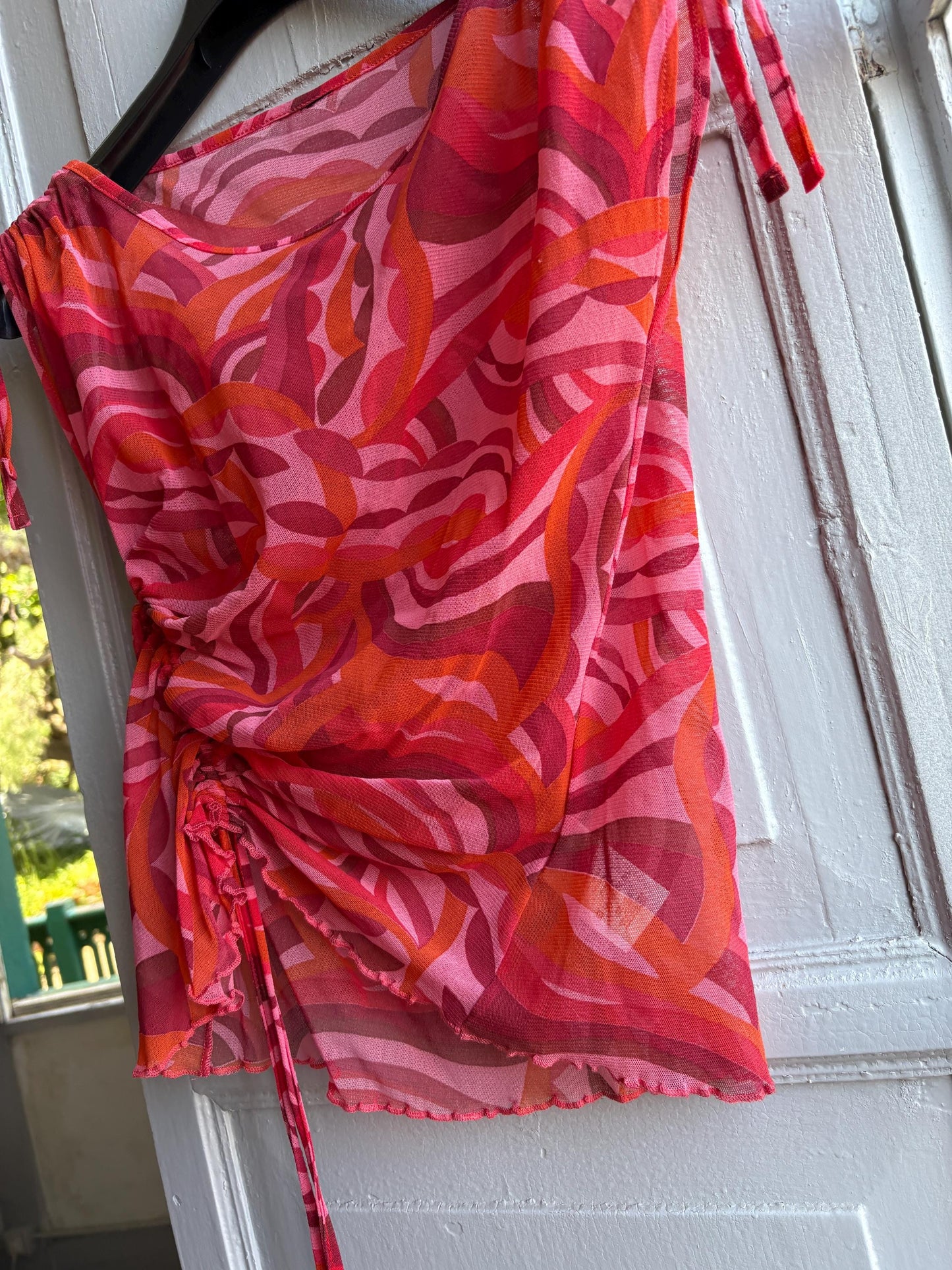 Y2K Swirl Print Pink Sheer Camisole — additional view 5