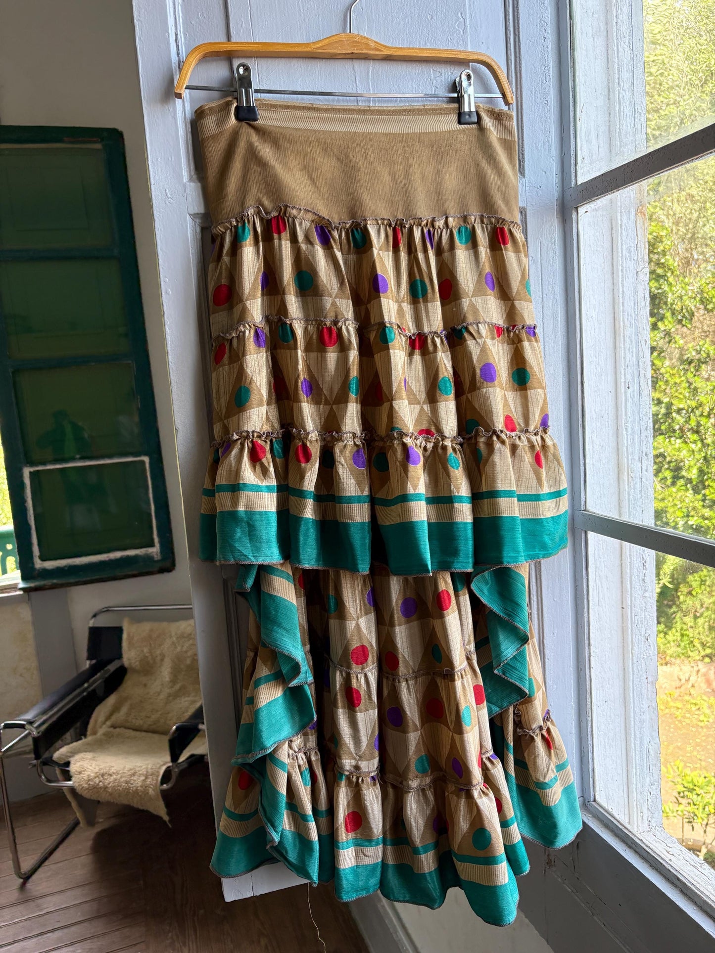Vintage Geometric Silk Maxi Skirt — additional view 5
