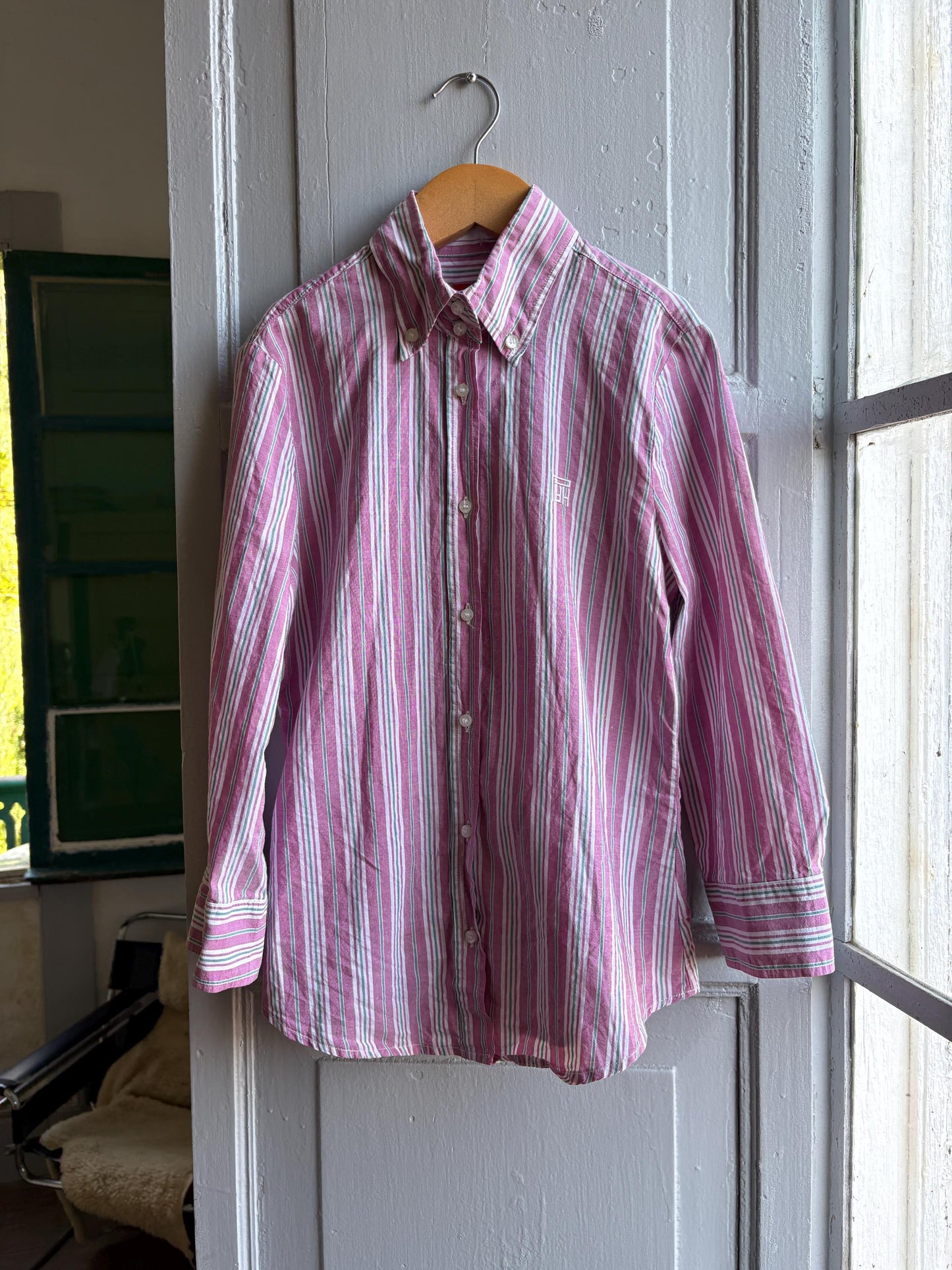 Pedro Del Hierro Striped Luxe Blouse — back view