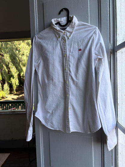 Cotton White Button-Up Shirt For Boys — detail