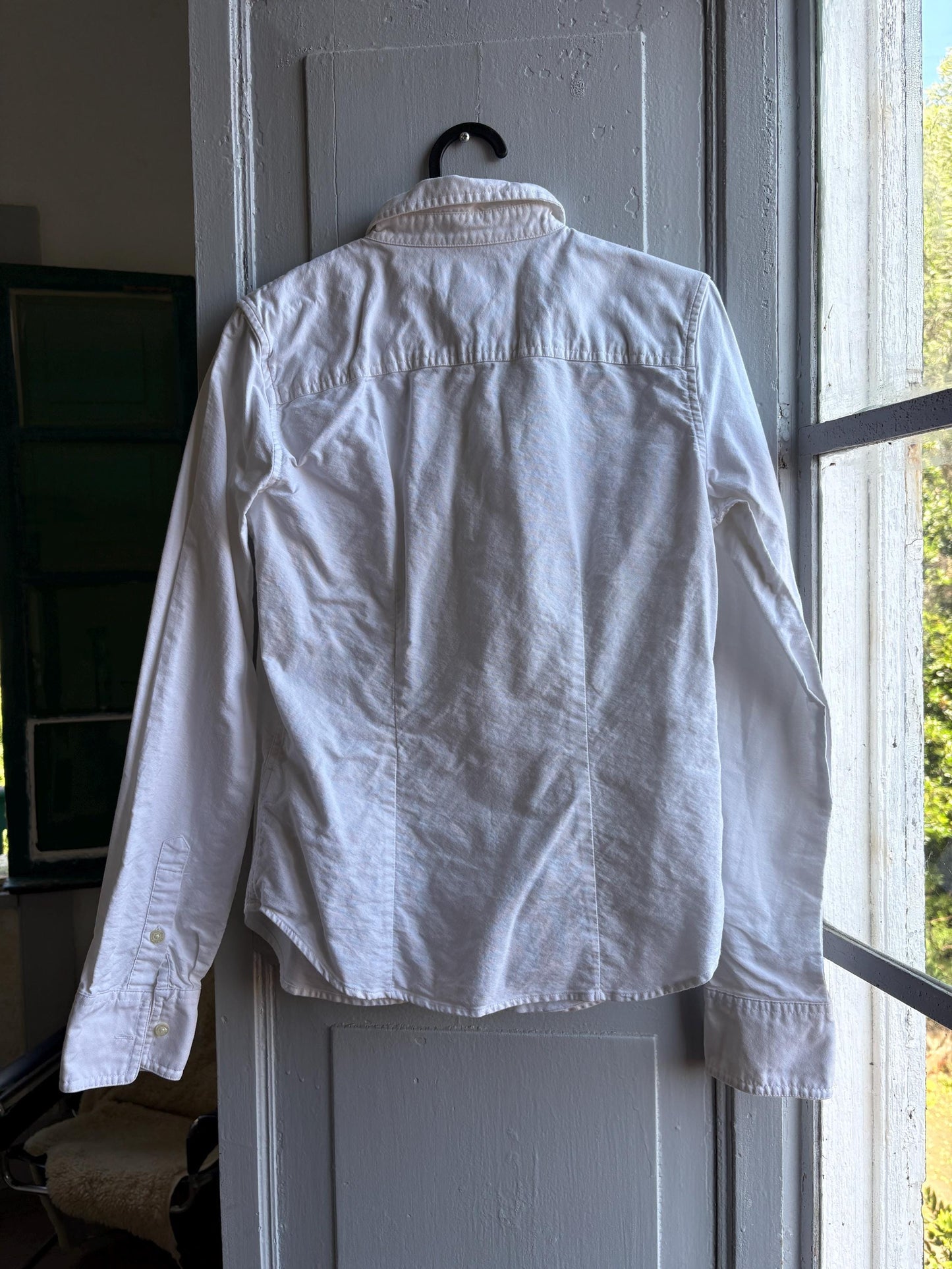 Cotton White Button-Up Shirt For Boys — fabric close-up