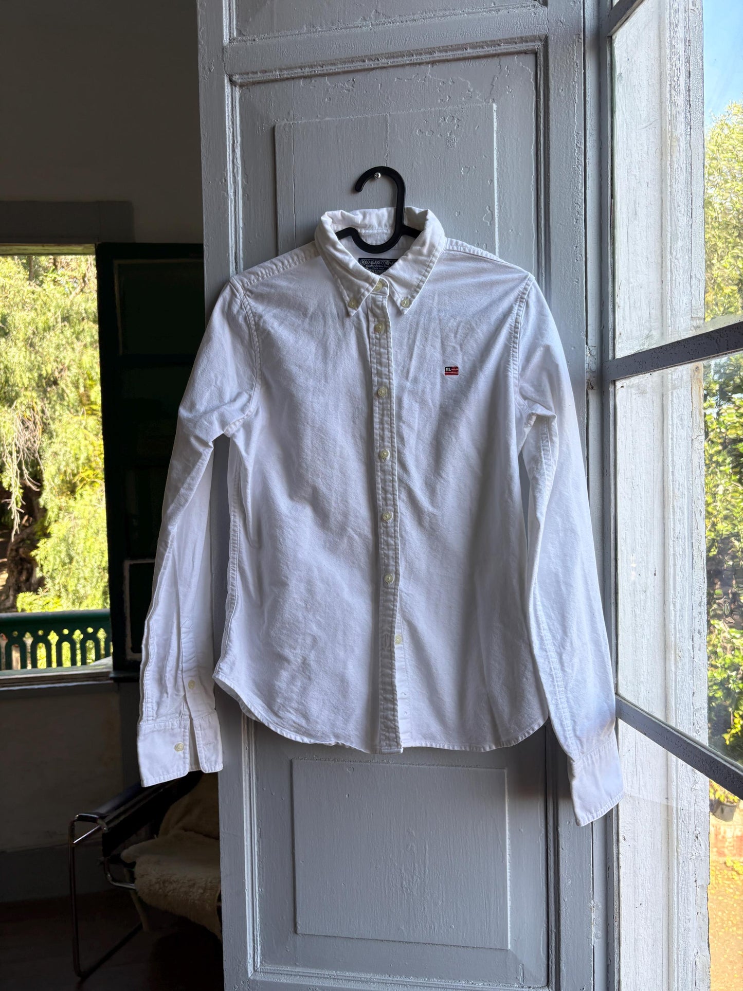 Cotton White Button-Up Shirt For Boys — back view