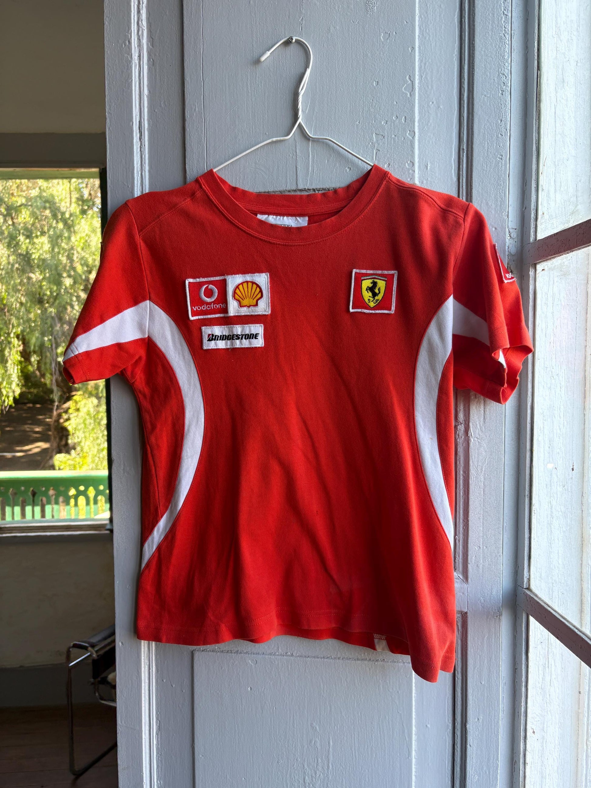Vintage Ferrari Embroidered Kids Tee — detail