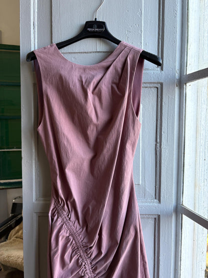 Dusty pink dress with deep open back, Sexy hourglass figure mini.