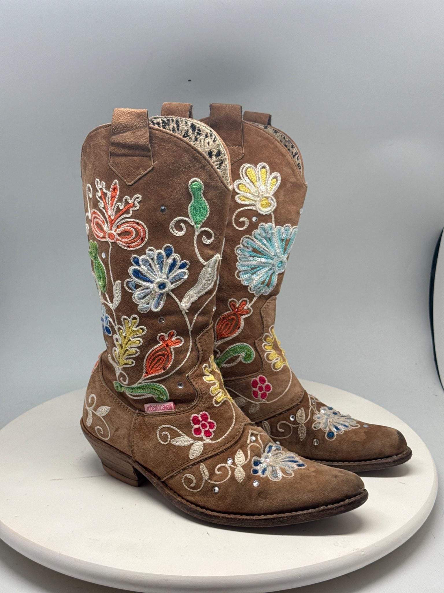 Roberto Cavalli Kids Brown Leather Boots — back view