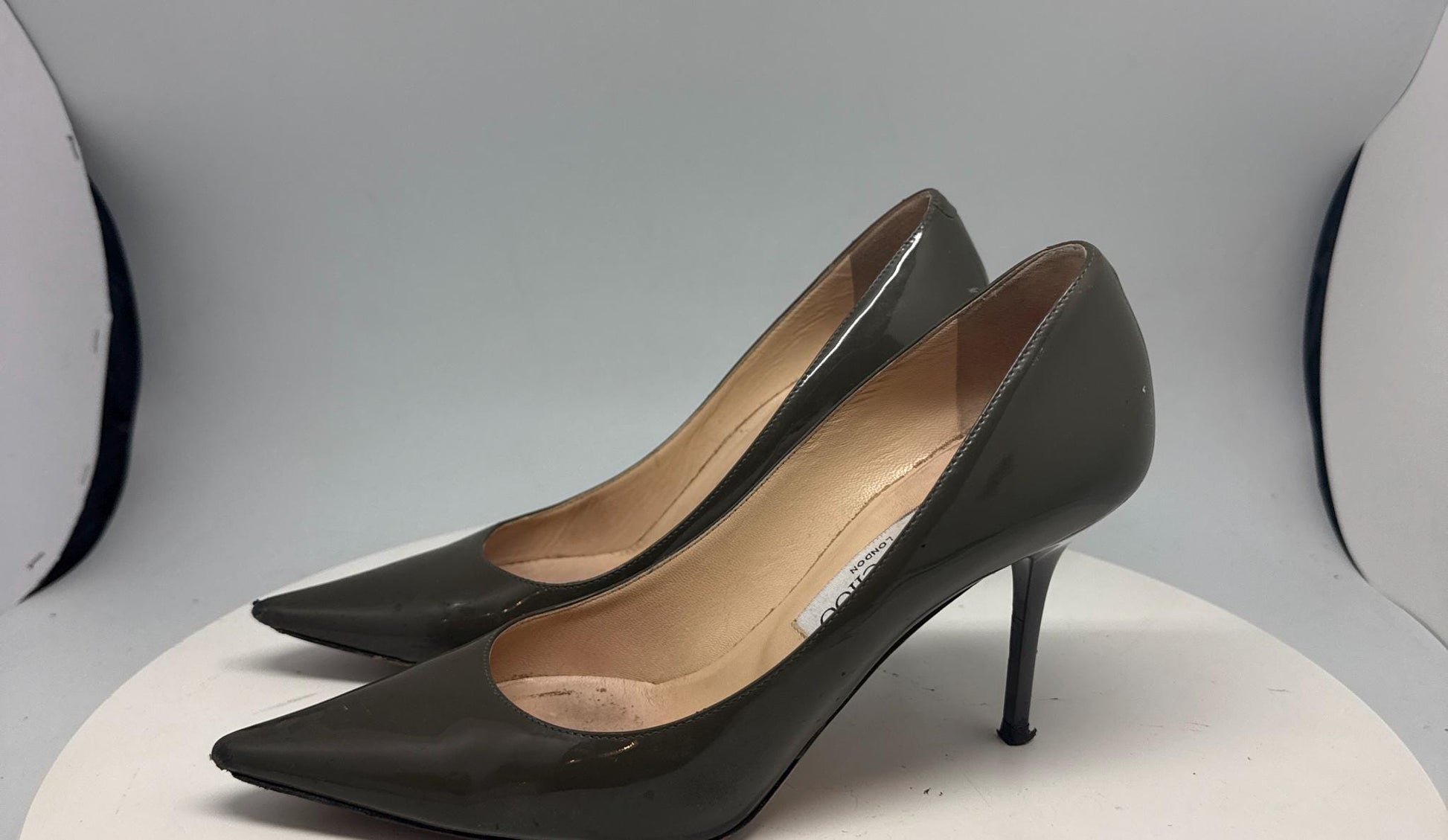 Olive Green Leather Heels by Jimmy Choo — additional view 7