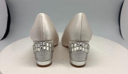 Ivory Satin Low Block Heel Wedding Shoes — additional view 5