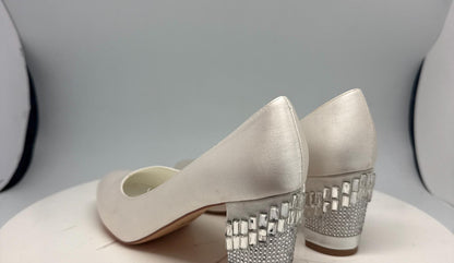 Ivory Satin Low Block Heel Wedding Shoes — additional view 7