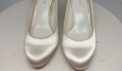 Ivory Satin Low Block Heel Wedding Shoes — additional view 9