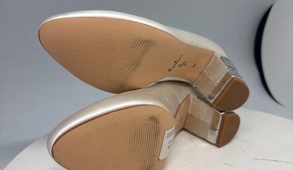 Ivory Satin Low Block Heel Wedding Shoes — additional view 10