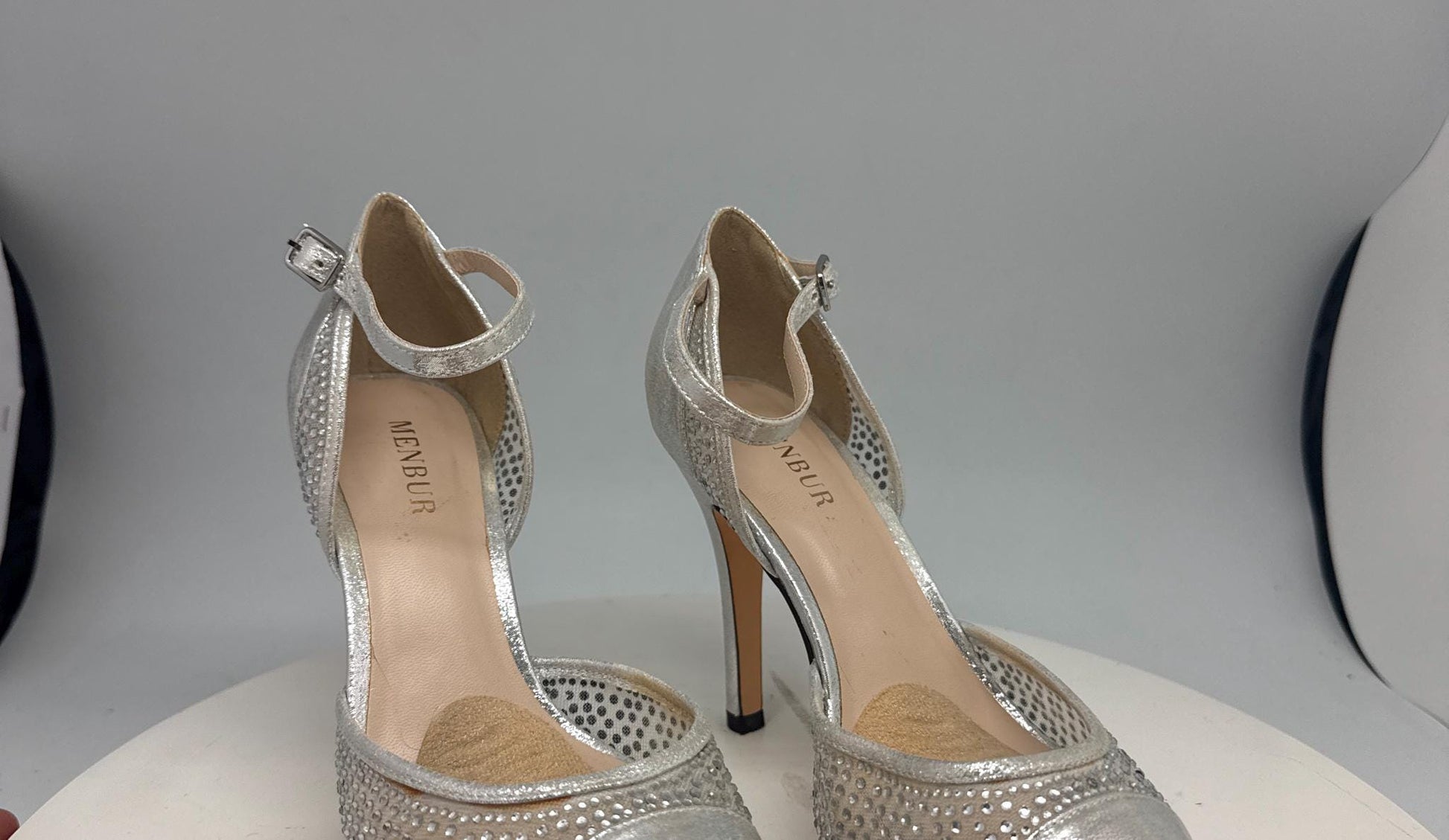 Silver Bridal Platform Heels — back view