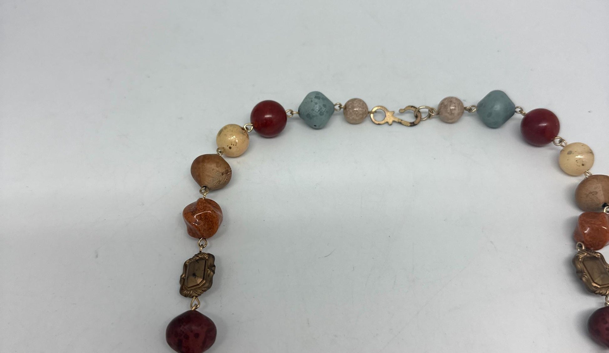 Vintage Multicolor Stone Mediterranean Necklace — additional view 6