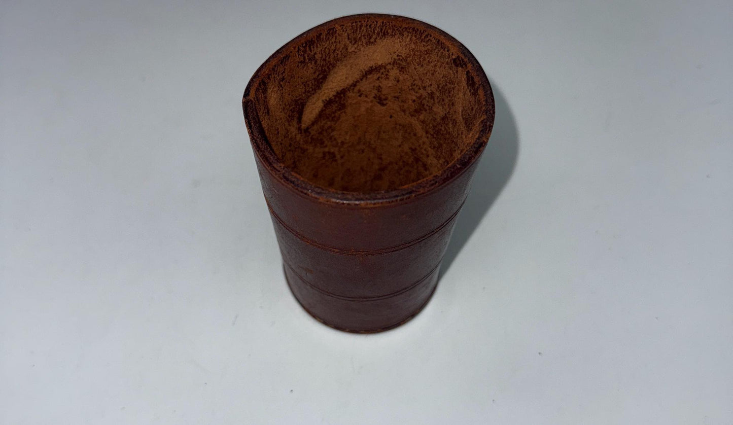 Vintage Brown Leather Cup, Masculine Decor — additional view 8