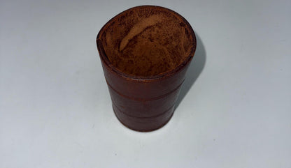 Vintage Brown Leather Cup, Masculine Decor — additional view 8