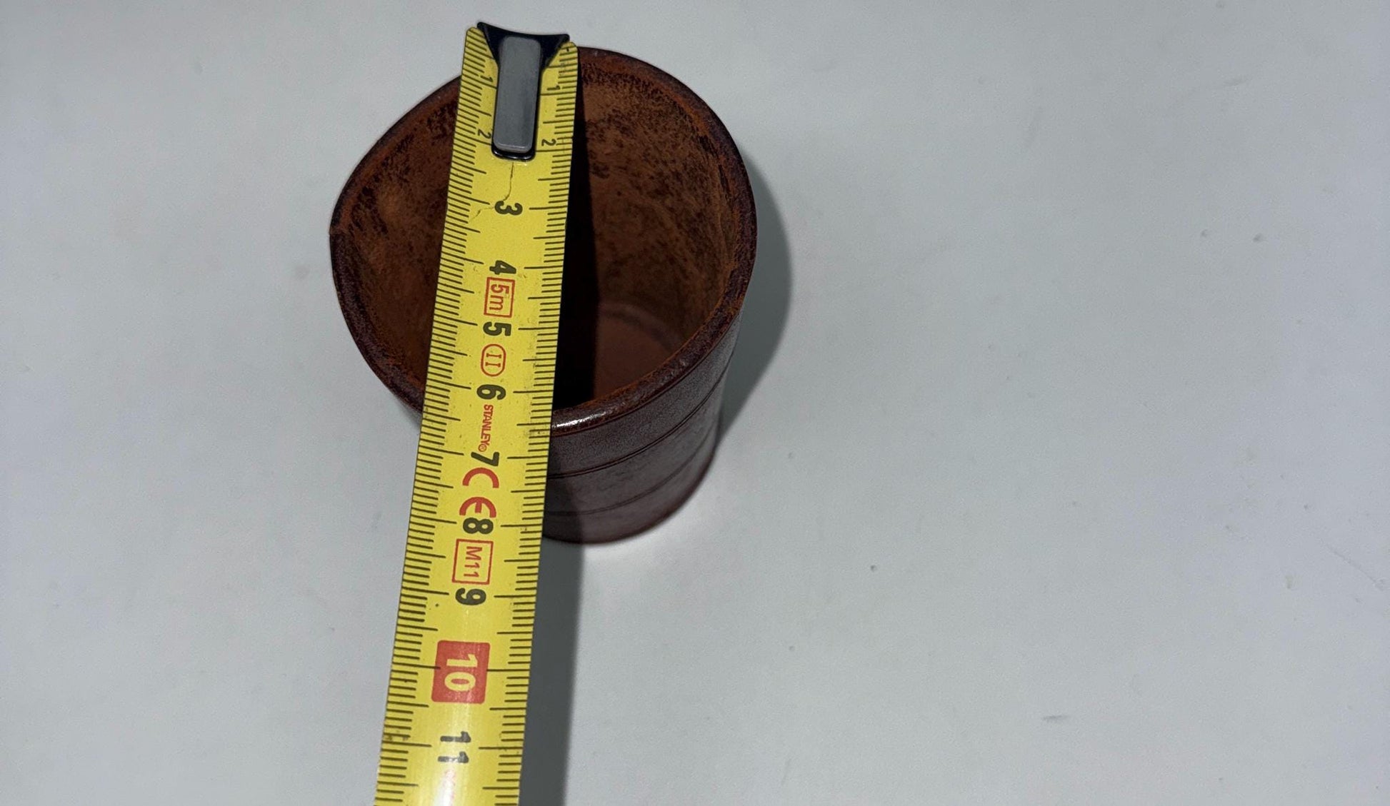 Vintage Brown Leather Cup, Masculine Decor — additional view 9