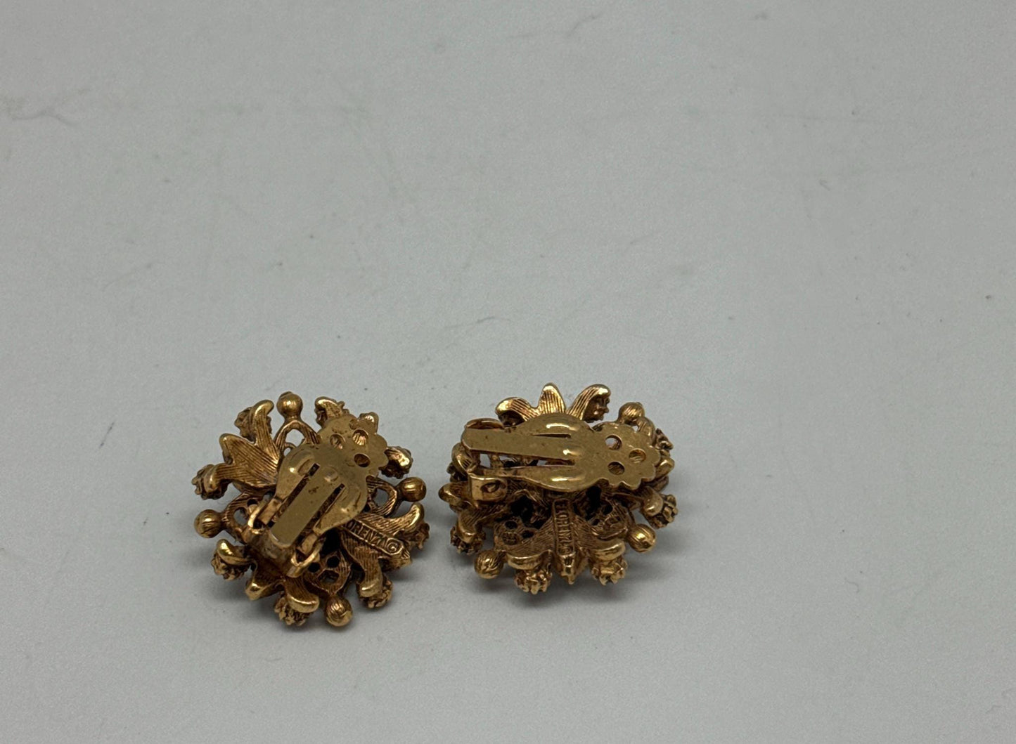 Signed Florenza Victorian Revival Clip-On Earrings — additional view 8