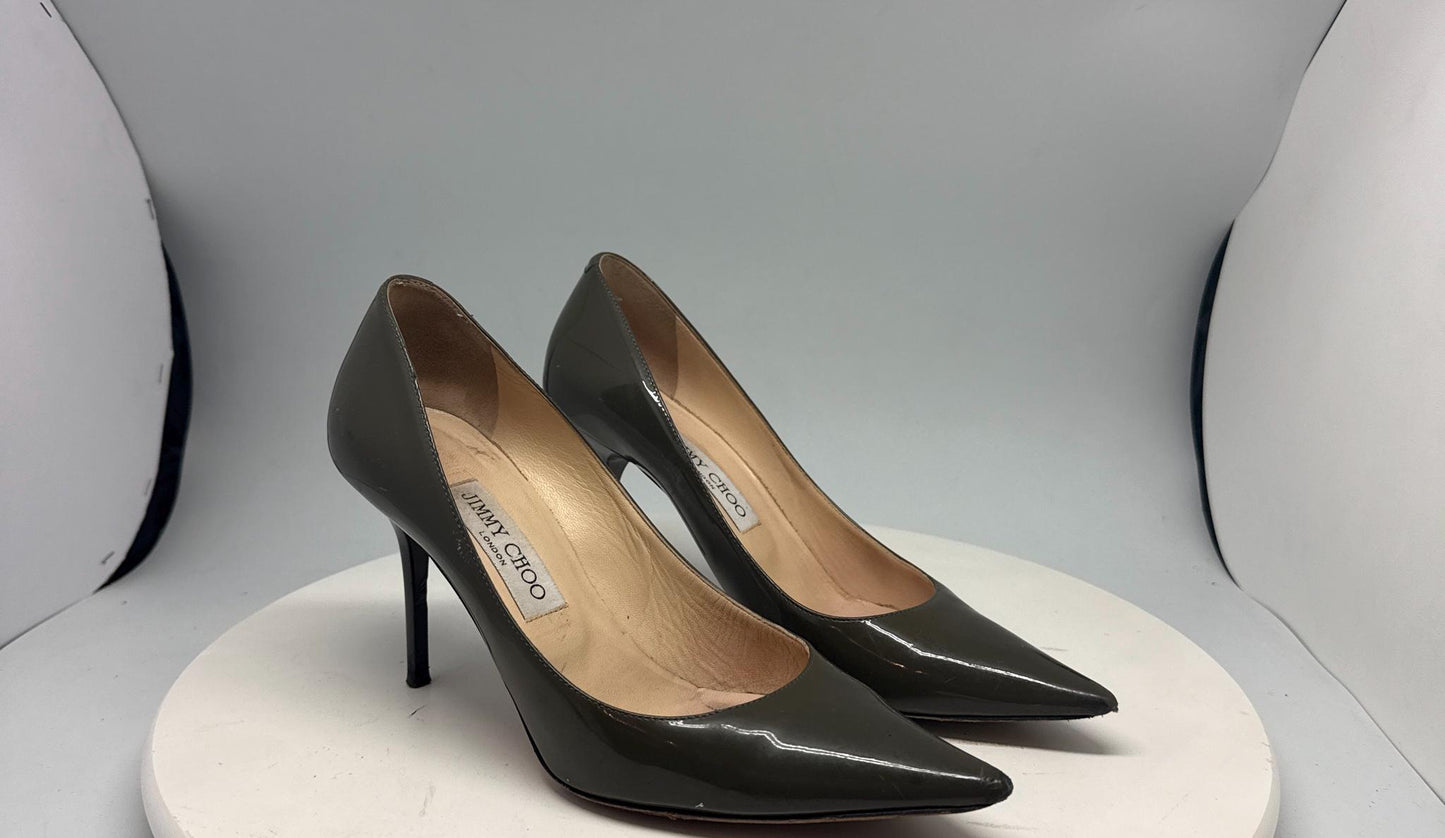 Olive Green Leather Heels by Jimmy Choo