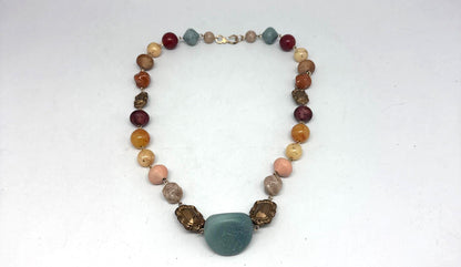 Vintage Multicolor Stone Mediterranean Necklace
