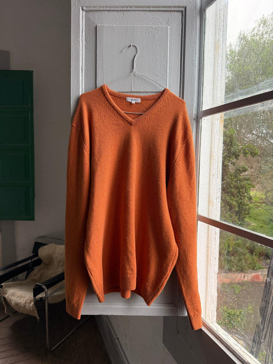 Vintage Orange Lambswool V-Neck Jumper