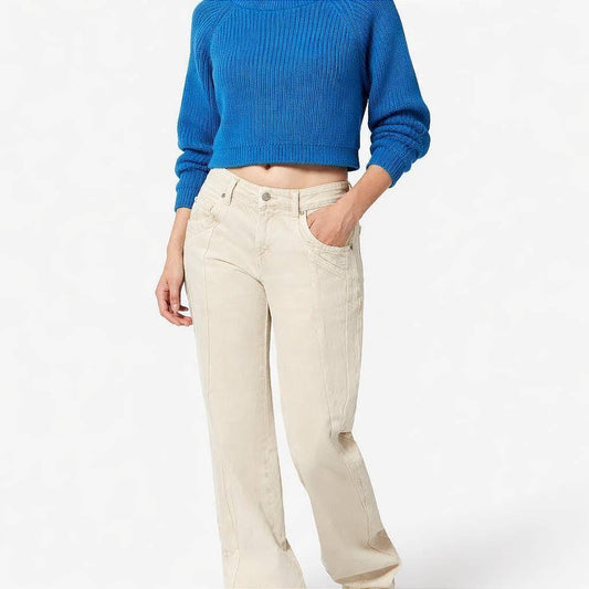 Vibrant Blue Cropped Ribbed Knit Jumper