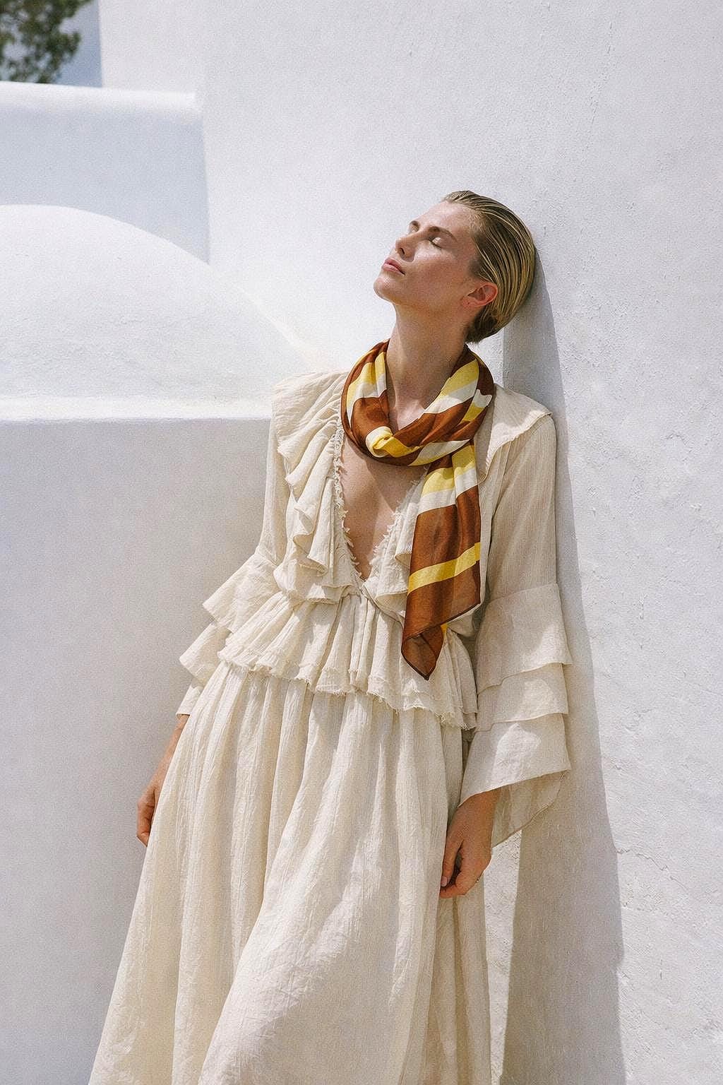 Vintage natural silk scarf, 100% pure silk, handsewn edges, Parisian chic scarf