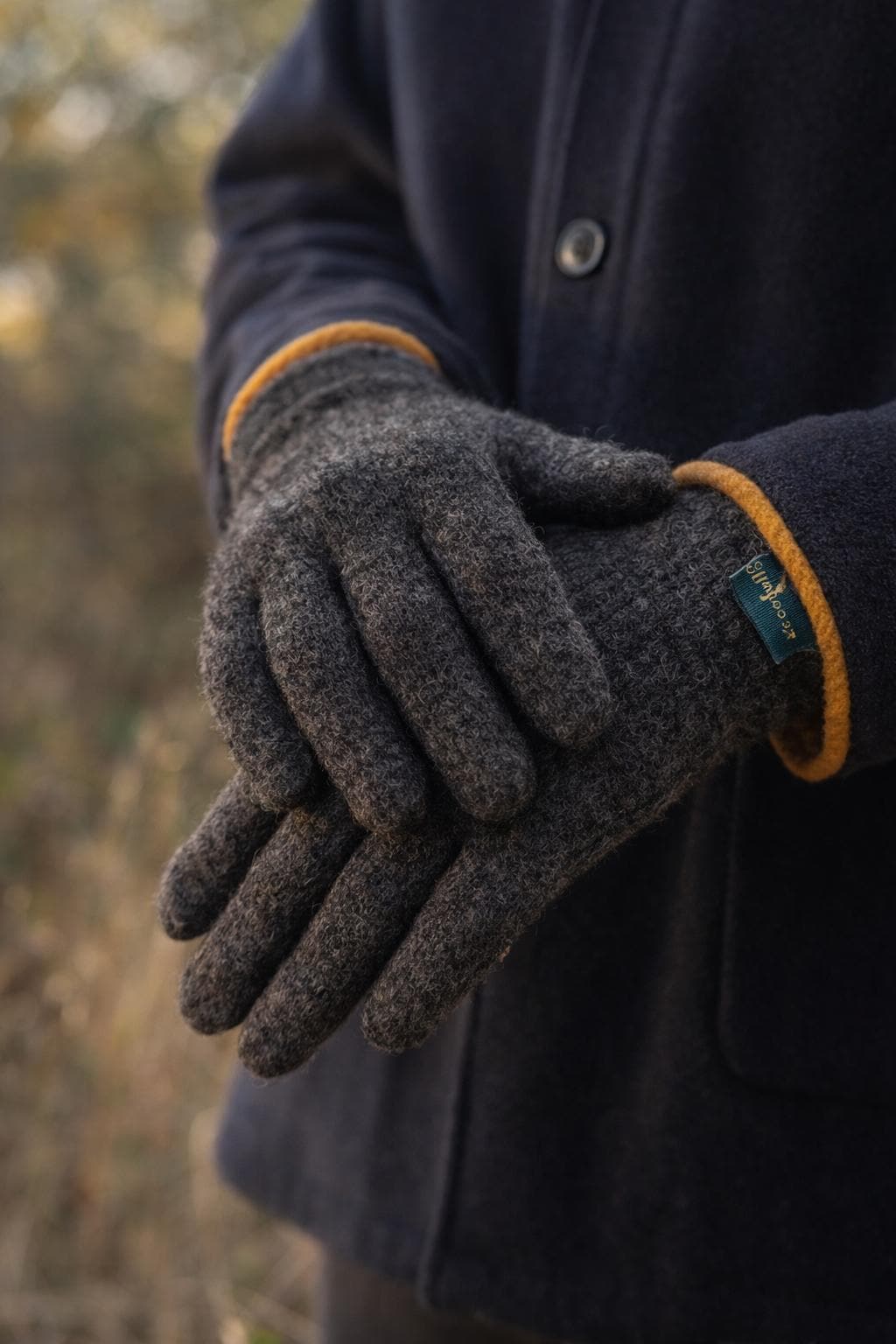 Dark Grey Wool Gloves With Rabbit Silk Blend