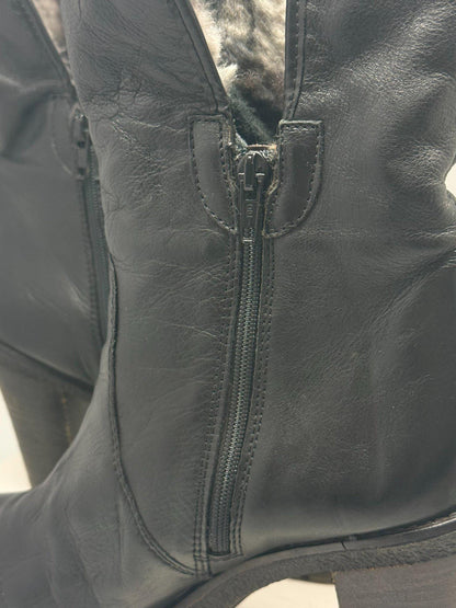 Vintage Black Leather High Heel Boots — additional view 7