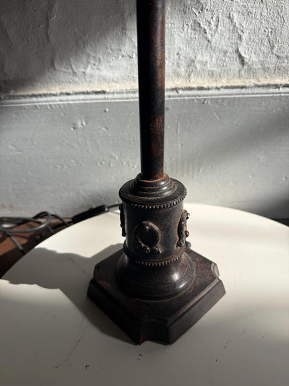 Vintage Brown Table Lamp with Striped Shade — additional view 6