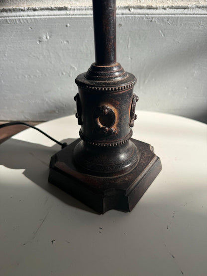 Vintage Brown Table Lamp with Striped Shade — additional view 7
