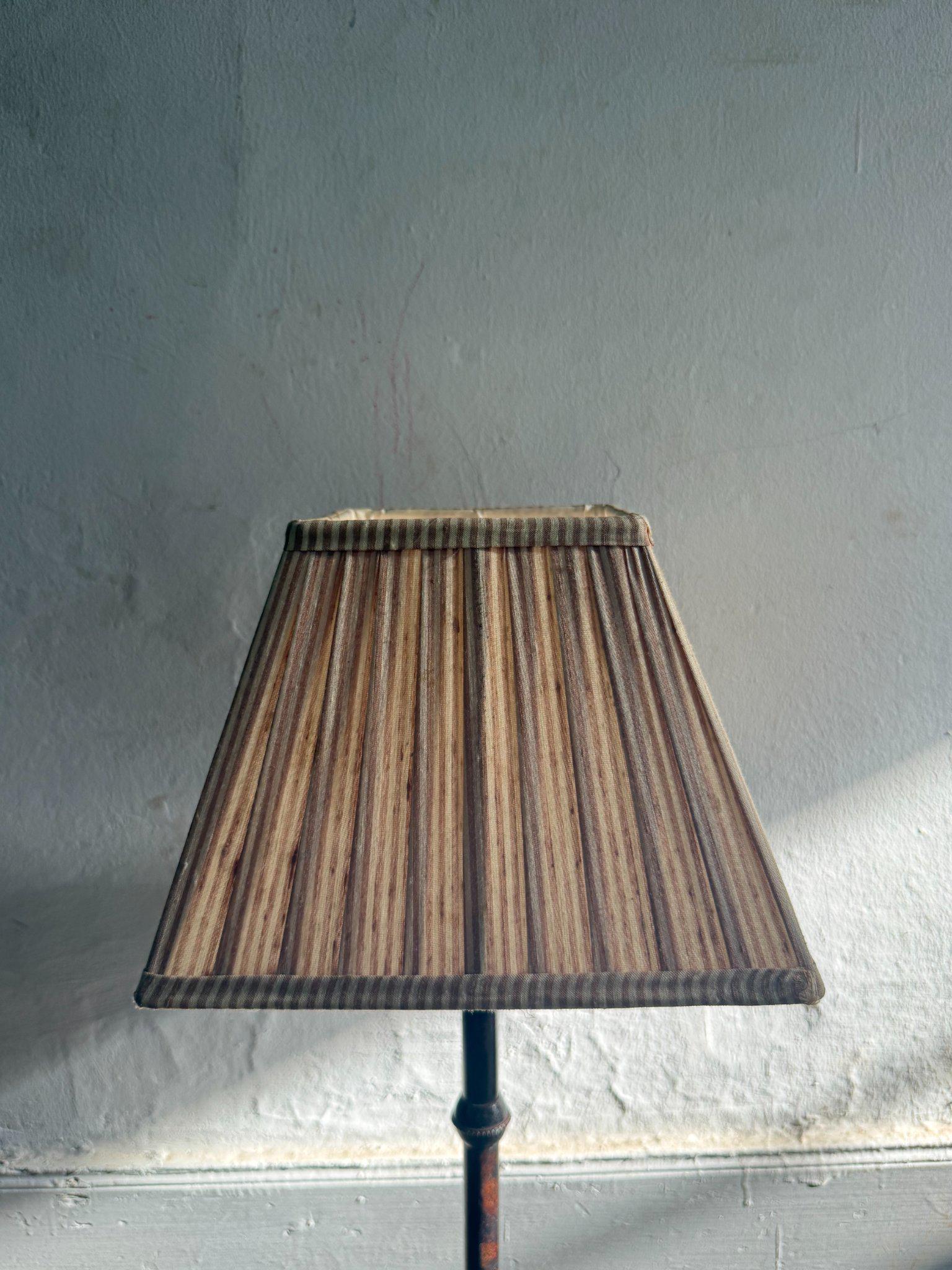 Vintage Brown Table Lamp with Striped Shade — additional view 8
