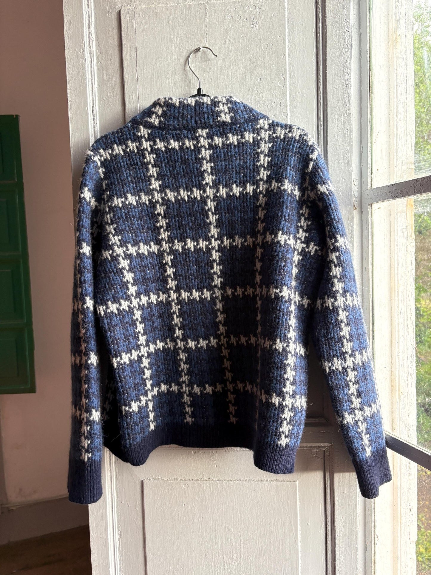 Vintage Gant Blue Checkered Wool Jumper — detail