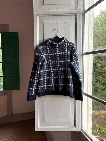Vintage Gant Blue Checkered Wool Jumper — additional view 8