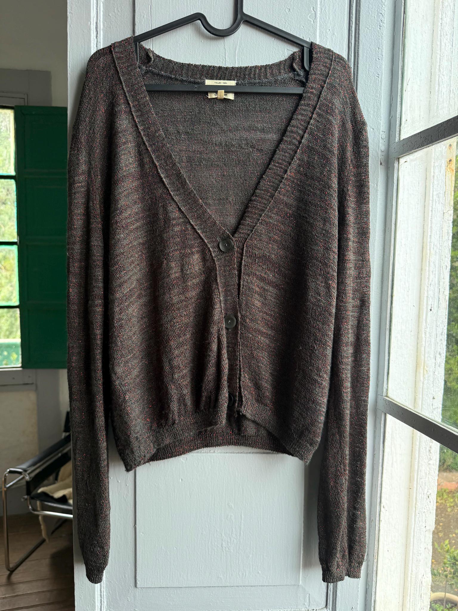 Sparkly Italian Yarn Cardigan — back view