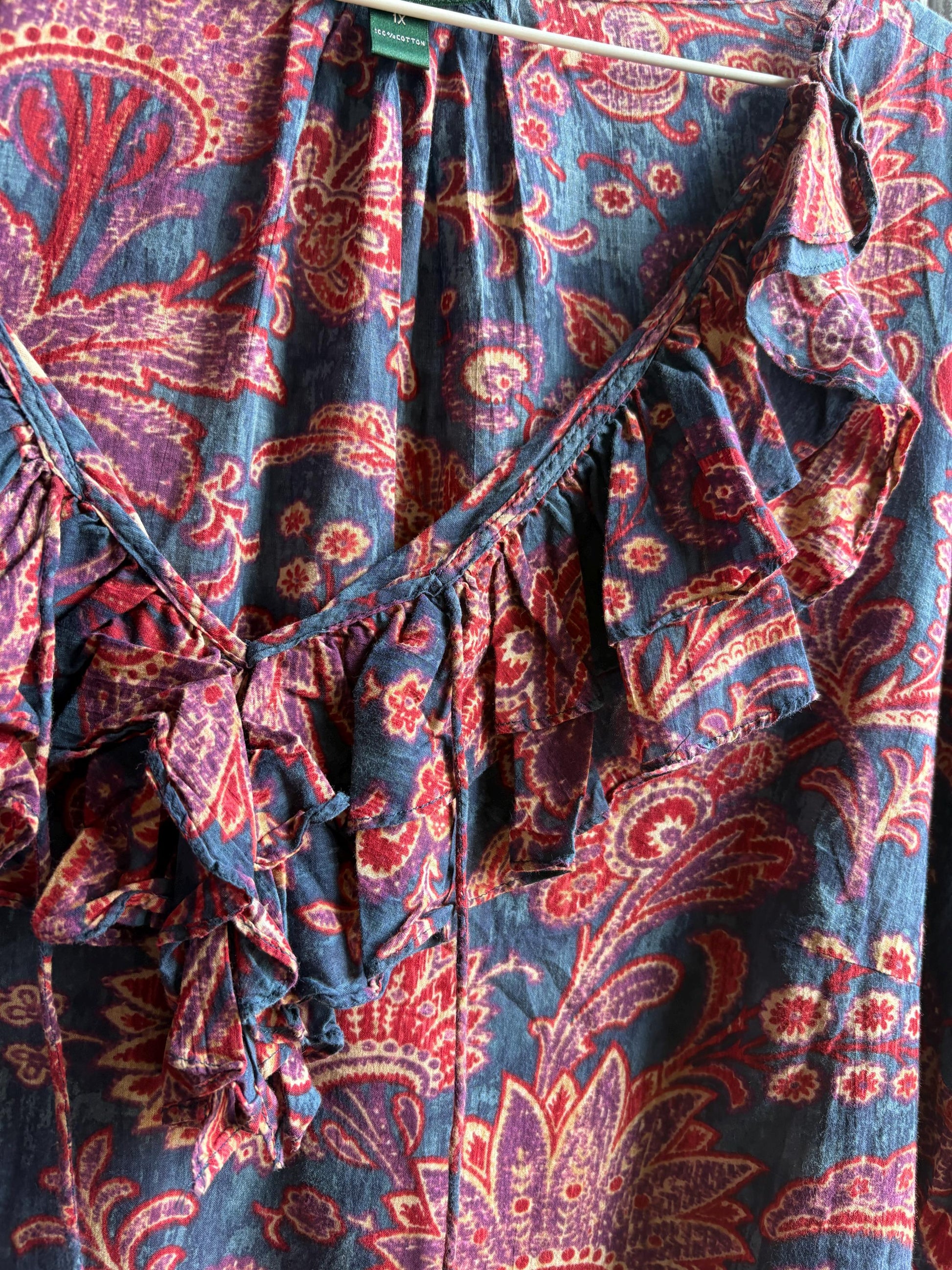 Floral Ruffled V-Neck Cotton Blouse — additional view 5