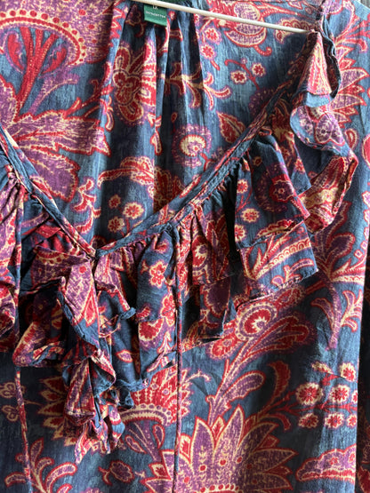 Floral Ruffled V-Neck Cotton Blouse — additional view 5